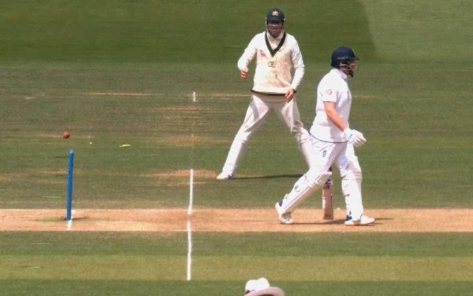 The stumping of Jonny Bairstow by Alex Carey,  after Bairstow had assumed the over was complete.